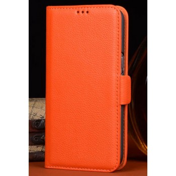 Кожаный чехол портмоне (нат. кожа) для Philips i908 Оранжевый