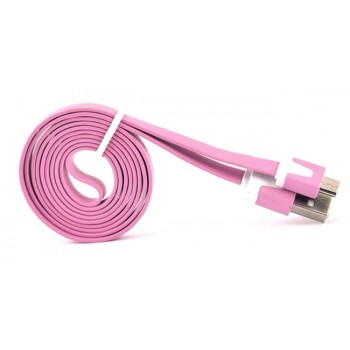 Кабель USB-Micro USB 2.0 силиконовый антизапутывающийся плоского сечения 1м Розовый