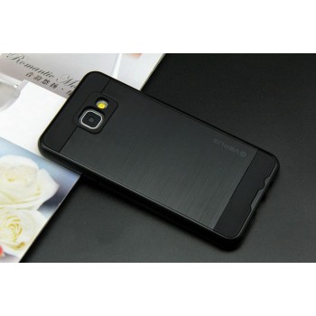 Противоударный двухкомпонентный силиконовый матовый непрозрачный чехол с поликарбонатными вставками экстрим защиты для Samsung Galaxy A5 (2016) Черный