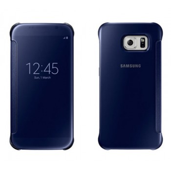 Двухмодульный пластиковый чехол флип с полупрозрачной акриловой крышкой с зеркальным покрытием для Samsung Galaxy S6 Edge Фиолетовый