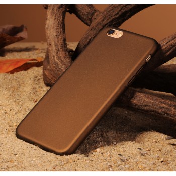 Пластиковый непрозрачный матовый чехол с повышенной шероховатостью для Iphone 6 Plus Коричневый