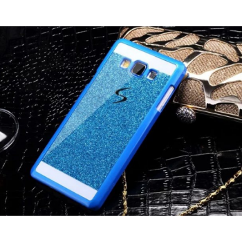 Пластиковый матовый непрозрачный чехол с металлическим напылением для Samsung Galaxy Grand Prime Голубой