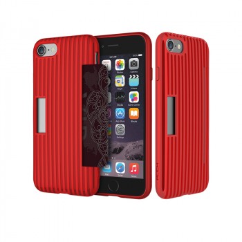 Силиконовый матовый непрозрачный чехол с отделением для карты для Iphone 7 Красный