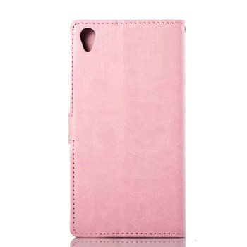 Чехол книжка-подставка глянцевая кожа для Sony Xperia Z3 Розовый