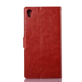 Чехол книжка-подставка глянцевая кожа для Sony Xperia Z3 Красный