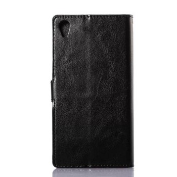 Чехол книжка-подставка глянцевая кожа для Sony Xperia Z3 Черный