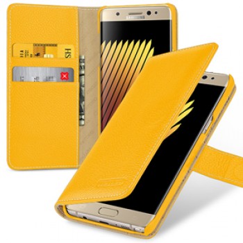 Кожаный чехол портмоне (премиум нат. кожа) с крепежной застежкой для Samsung Galaxy Note 7