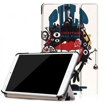 Сегментарный чехол книжка подставка на непрозрачной поликарбонатной основе с полноповерхностным принтом для Huawei MediaPad M3