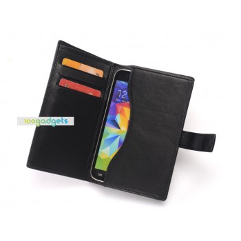 Кожаный чехол футляр-портмоне (нат. кожа) с крепежной застежкой для Samsung Galaxy Alpha