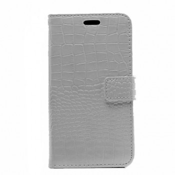 Чехол портмоне подставка с защелкой текстура Крокодил для Samsung Galaxy J3 (2016) Белый