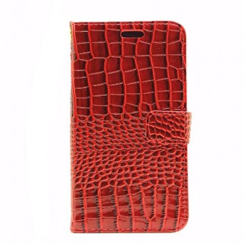 Чехол портмоне подставка с защелкой текстура Крокодил для Samsung Galaxy J3 (2016) Красный