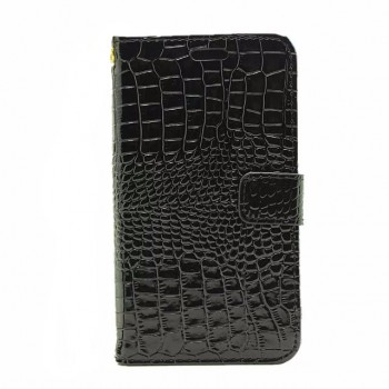 Чехол портмоне подставка с защелкой текстура Крокодил для Samsung Galaxy J3 (2016) Черный