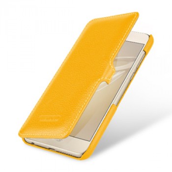 Кожаный чехол горизонтальная книжка (премиум нат. кожа) с крепежной застежкой для Huawei Honor 8