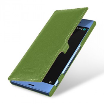 Кожаный чехол горизонтальная книжка (премиум нат. кожа) с крепежной застежкой для Sony Xperia XZ/XZs 