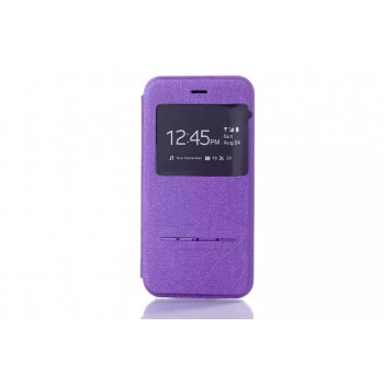 Чехол флип подставка текстурный с окном вызова и свайп-полосой для Iphone 6 Plus Фиолетовый