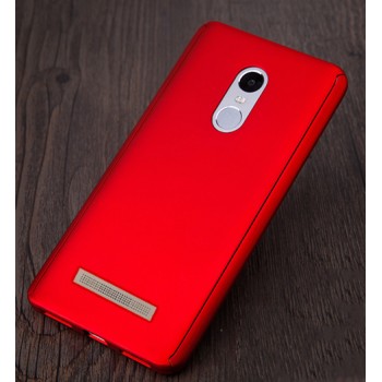Пластиковый непрозрачный матовый чехол с улучшенной защитой элементов корпуса и экрана для Xiaomi RedMi Note 3 Красный