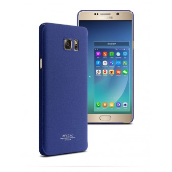 Пластиковый матовый чехол с повышенной шероховатостью для Samsung Galaxy Note 5 Синий