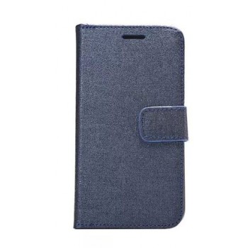 Чехол портмоне подставка с защелкой текстура Ткань для Samsung Galaxy S6 Синий