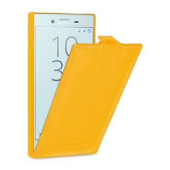 Кожаный чехол вертикальная книжка (премиум нат. кожа) (с защелкой) для Sony Xperia X Compact