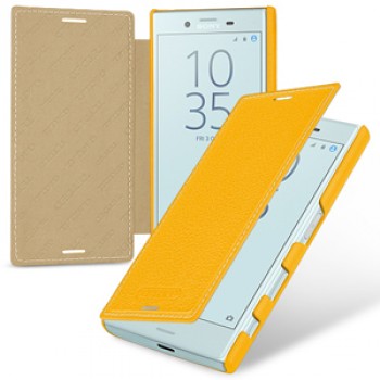 Кожаный чехол горизонтальная книжка (премиум нат. кожа) для Sony Xperia X Compact