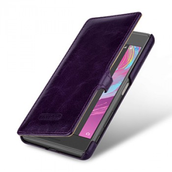 Кожаный чехол горизонтальная книжка (премиум нат. винтажная кожа) с крепежной застежкой для Sony Xperia X Performance