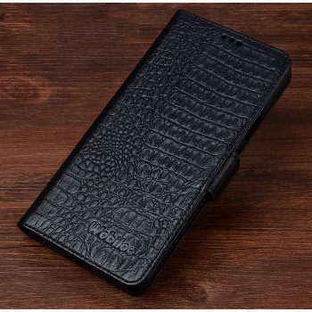 Кожаный чехол портмоне (нат. кожа крокодила) подставка для Huawei Honor 7 Черный