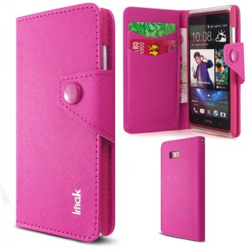 Чехол портмоне на кнопочной застежке для HTC Desire 600 Розовый
