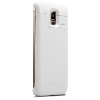 Пластиковый чехол/экстра аккумулятор (4600 мАч) с подставкой для Samsung Galaxy Note 4 Белый