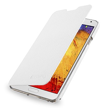 Кожаный чехол горизонтальная книжка (нат. кожа) для Samsung Galaxy Note 3 Белый