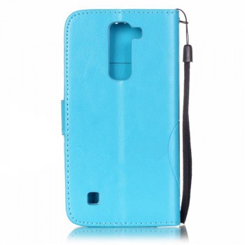 Чехол портмоне подставка текстура Узоры на силиконовой основе на дизайнерской магнитной защелке для LG K7 Голубой