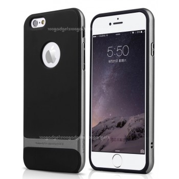 Силиконовый премиум чехол с поликарбонатным каркасным бампером для Iphone 6 Plus Серый