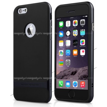 Силиконовый премиум чехол с поликарбонатным каркасным бампером для Iphone 6 Plus Черный