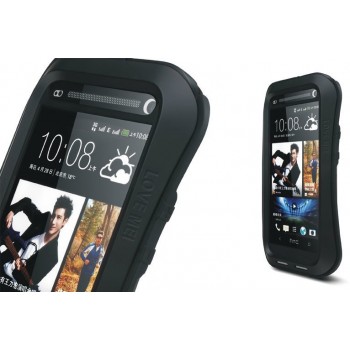 Эксклюзивный многомодульный ультрапротекторный пылевлагозащищенный ударостойкий чехол алюминиевый сплав/силиконовый полимер для HTC One (М7) Dual SIM Черный