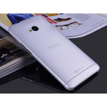 Пластиковый матовый полупрозрачный чехол для HTC One (М7) One SIM (Для модели с одной сим-картой) Белый