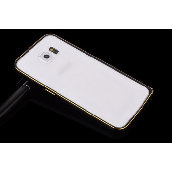 Металлический бампер с золотой окантовкой для Samsung Galaxy S6 Черный