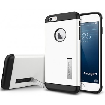Силиконовый премиум чехол с поликарбонатной крышкой и функцией подставки для Iphone 6 Plus Белый