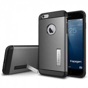 Силиконовый премиум чехол с поликарбонатной крышкой и функцией подставки для Iphone 6 Plus Серый