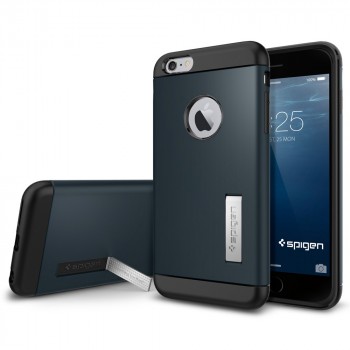 Силиконовый премиум чехол с поликарбонатной крышкой и функцией подставки для Iphone 6 Plus Черный