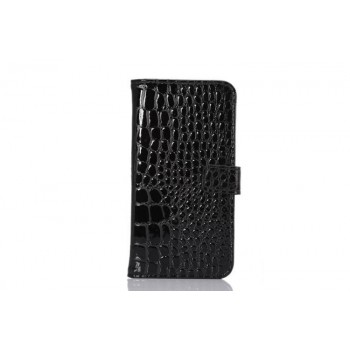 Чехол портмоне подставка с защелкой текстура Крокодил для Samsung Galaxy S6 Черный