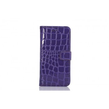 Чехол портмоне подставка с защелкой текстура Крокодил для Samsung Galaxy S6 Фиолетовый