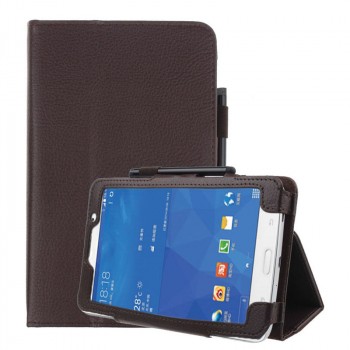 Чехол книжка подставка с рамочной защитой экрана и крепежом для стилуса для Samsung Galaxy Tab A 7 (2016) Коричневый