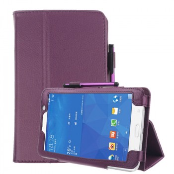 Чехол книжка подставка с рамочной защитой экрана и крепежом для стилуса для Samsung Galaxy Tab A 7 (2016) Фиолетовый