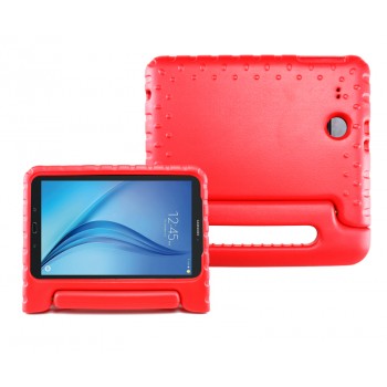 Ударостойкий детский силиконовый матовый гиппоаллергенный непрозрачный чехол с встроенной ножкой-подставкой для Samsung Galaxy Tab E 9.6 Красный