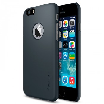Пластиковый матовый чехол с лого-вырезом для Iphone 6 Plus Синий