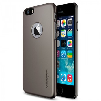 Пластиковый матовый чехол с лого-вырезом для Iphone 6 Plus Серый
