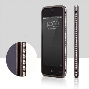Металлический глянцевый чехол с инкрустацией стразами для Iphone 6 Черный