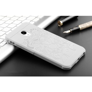 Силиконовый матовый непрозрачный чехол с текстурным покрытием Дракон для Meizu M5 Note Белый