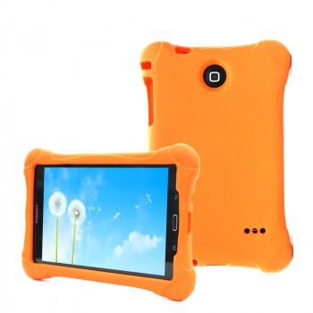 Ударостойкий детский силиконовый матовый гиппоаллергенный непрозрачный чехол для Samsung GALAXY Tab 4 8.0 Оранжевый