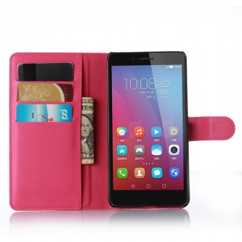 Чехол портмоне подставка на магнитной защелке для Huawei Honor 5X Пурпурный