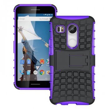 Антиударный силиконовый чехол экстрим защита с подставкой для Google LG Nexus 5X Фиолетовый